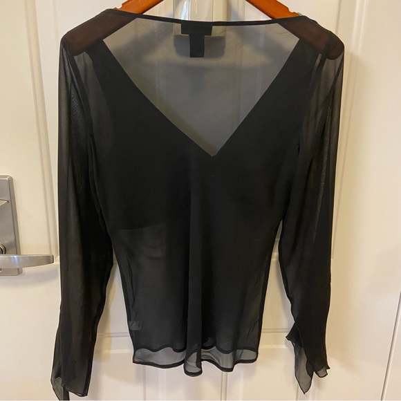 NWOT Silk Blouse with Sheer Sleeves and Bottom - Picture 2 of 11